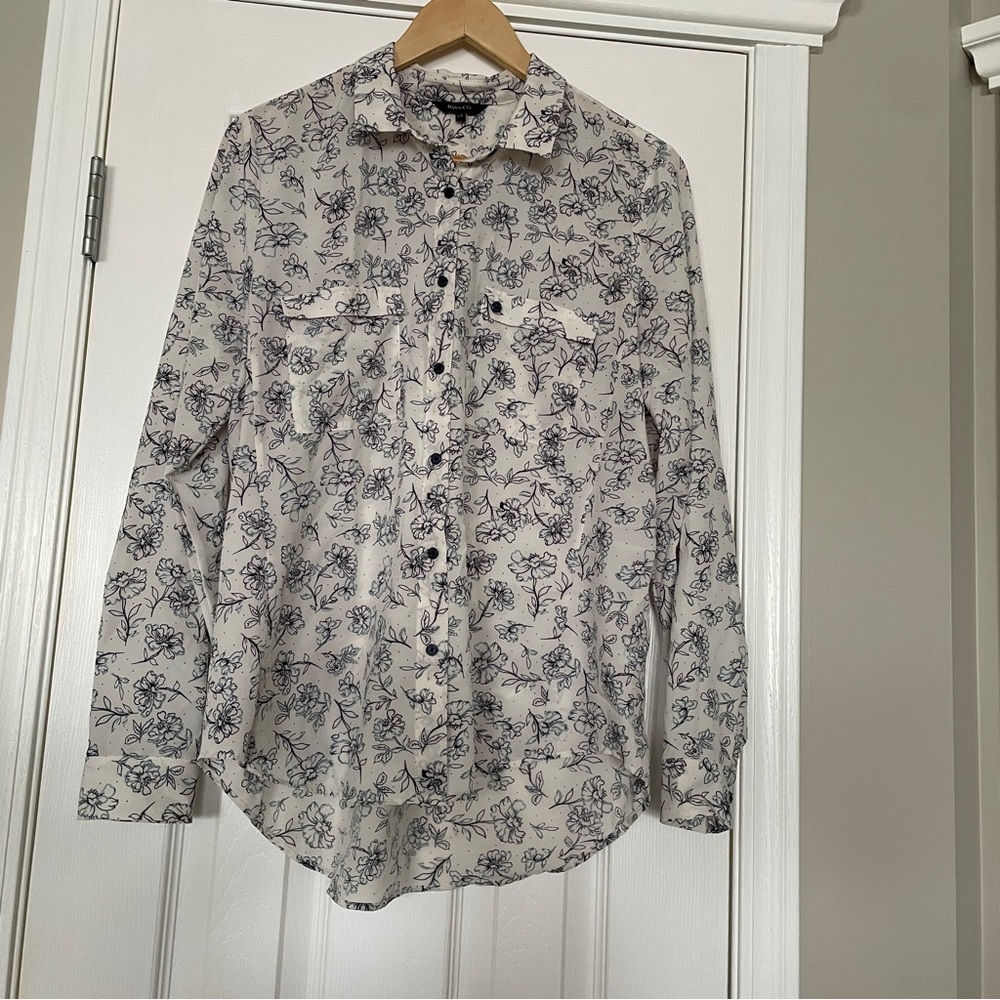 RW & Co Long Sleeve Floral Flowy Dress Shirt Size Large